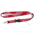 Single Side Woven Lanyard, Name Badge Promotional Lanyards With Metal Hook